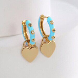 Blue Elegant Women's Glamorous Heart Shaped Hoop Earrings